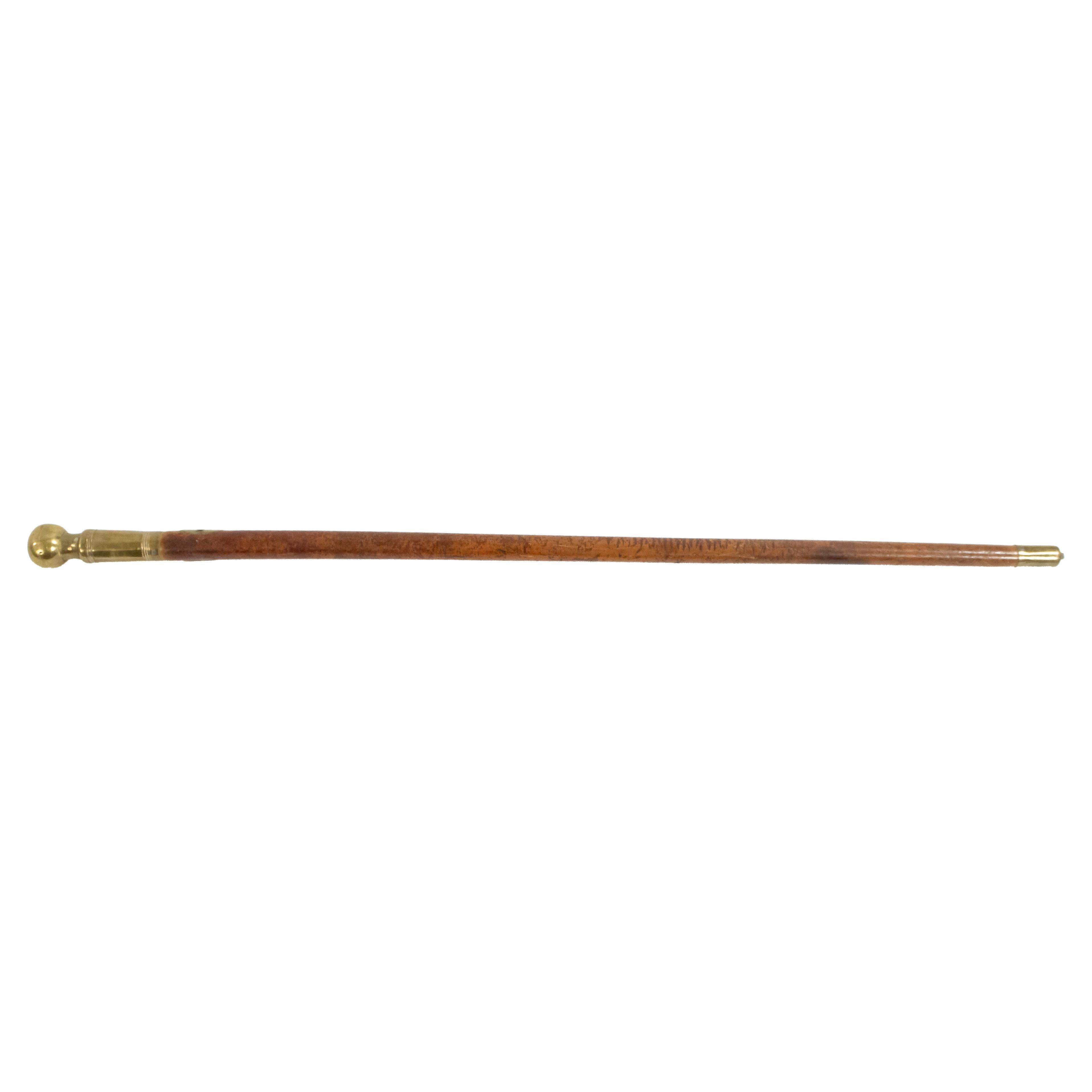 English Victorian Style Wood and Bronze Cane with Hand For Sale at 1stDibs