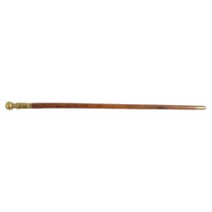 English Victorian  Brass and Burl Wood Cane