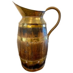 English Victorian Brass Coopered Oak Barrel, Late 19th Century