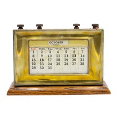 English Victorian Brass Desk Calendar