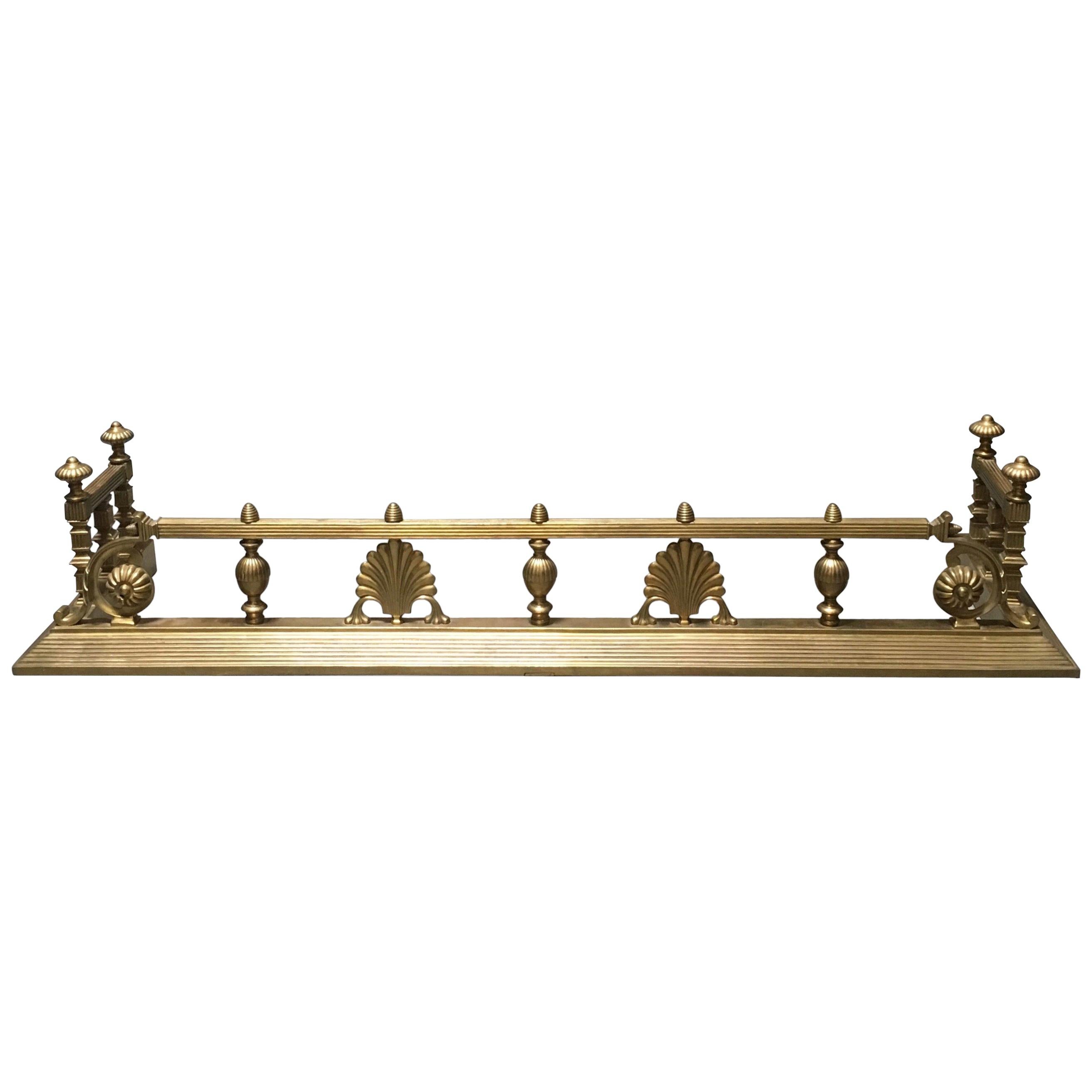 English Victorian Brass Fire Fender For Sale