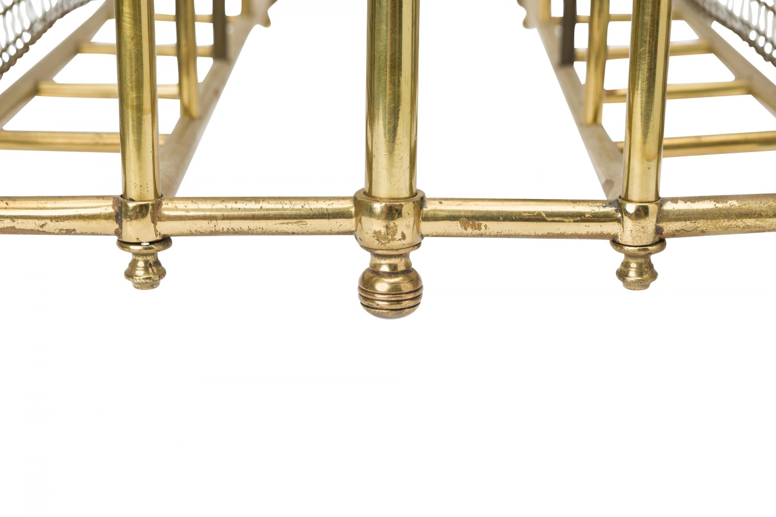 English Victorian Brass Frame and Mesh Magazine Stand In Good Condition For Sale In New York, NY