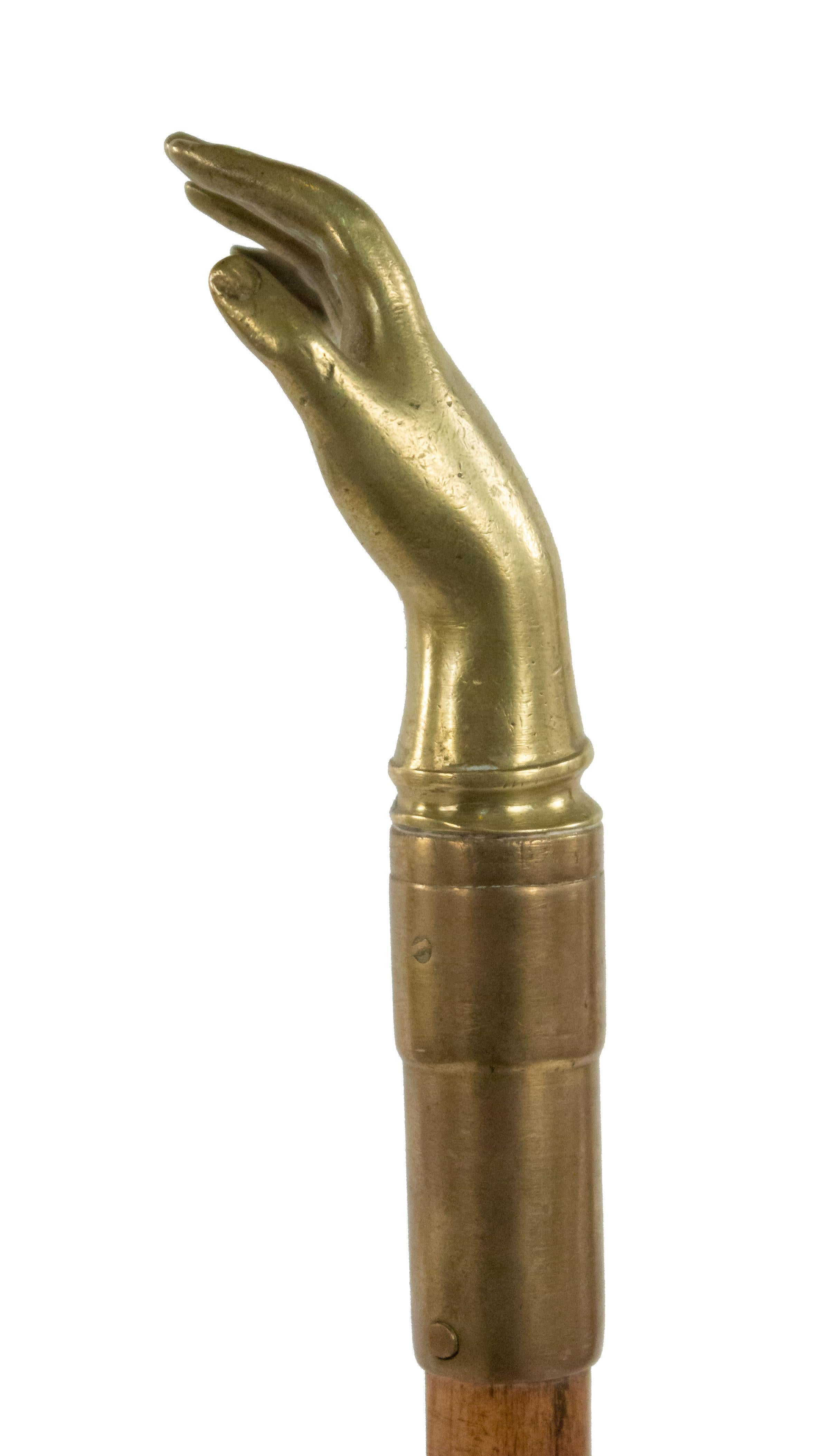English Victorian Brass Hand Cane For Sale 1