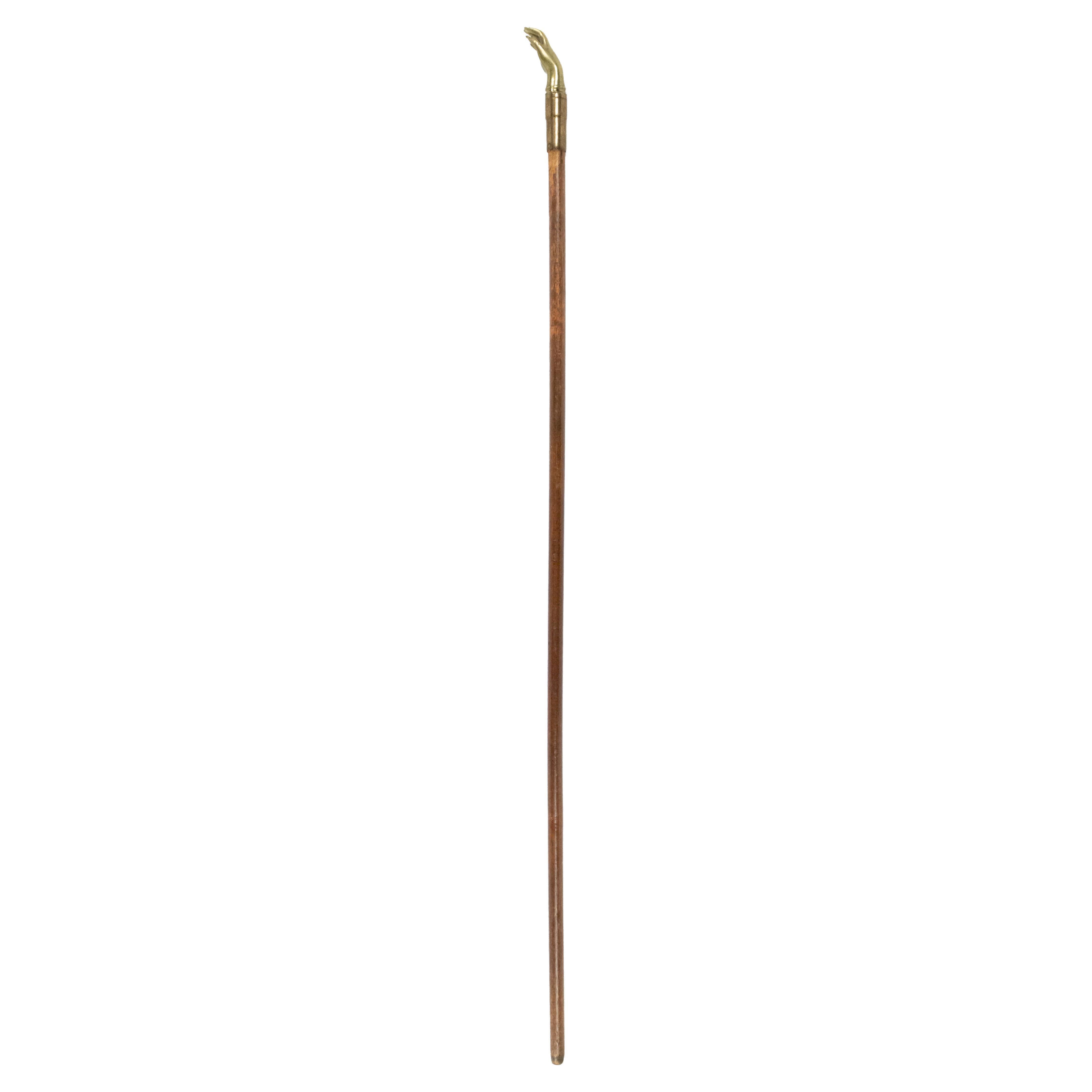 English Victorian Brass Hand Cane For Sale