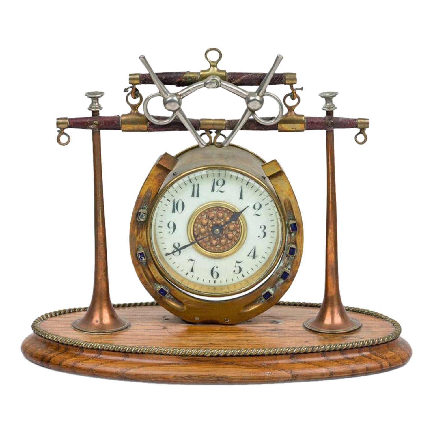 English Victorian Brass Horseshoe Clock