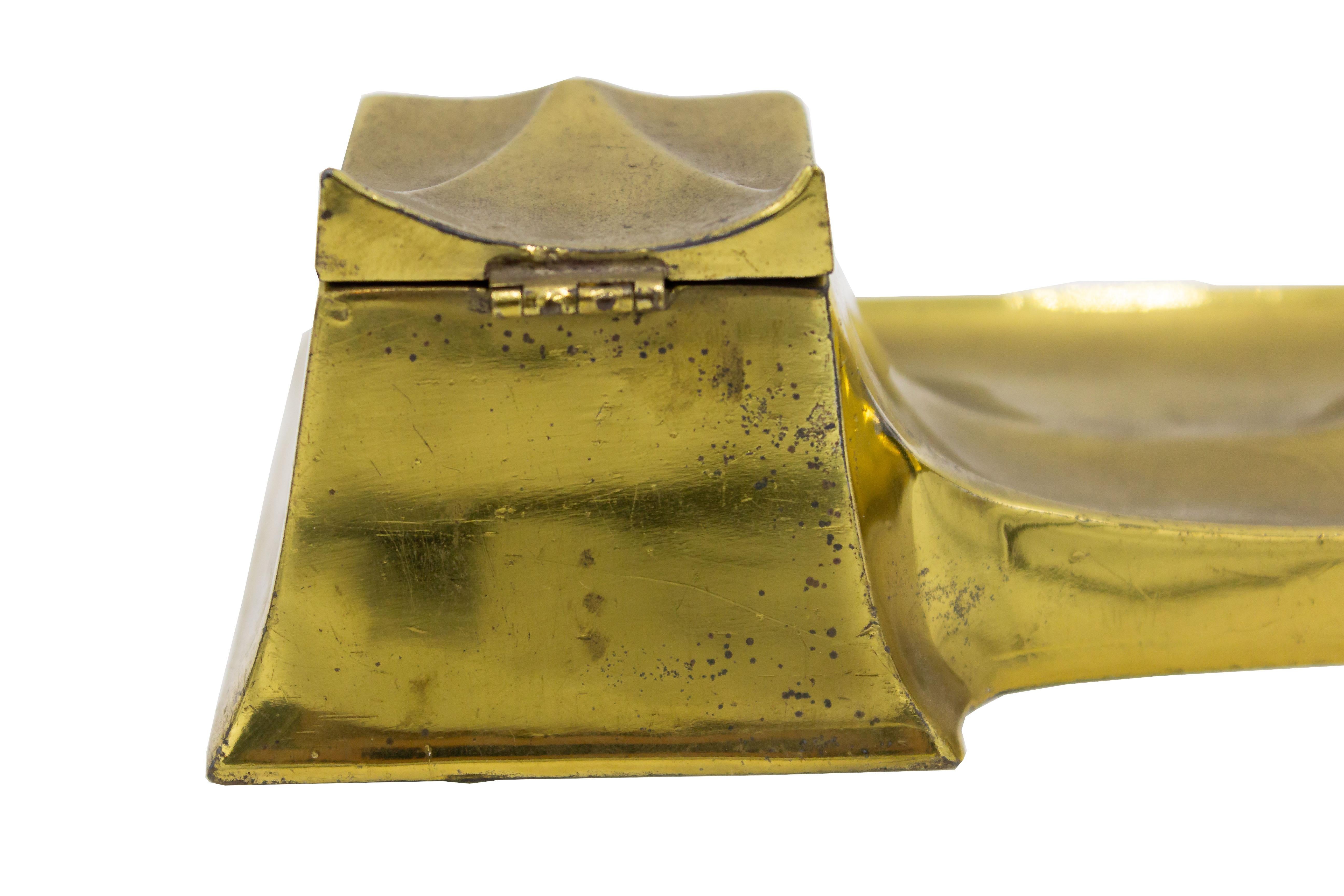 English Victorian Brass Owl Inkwell For Sale 6