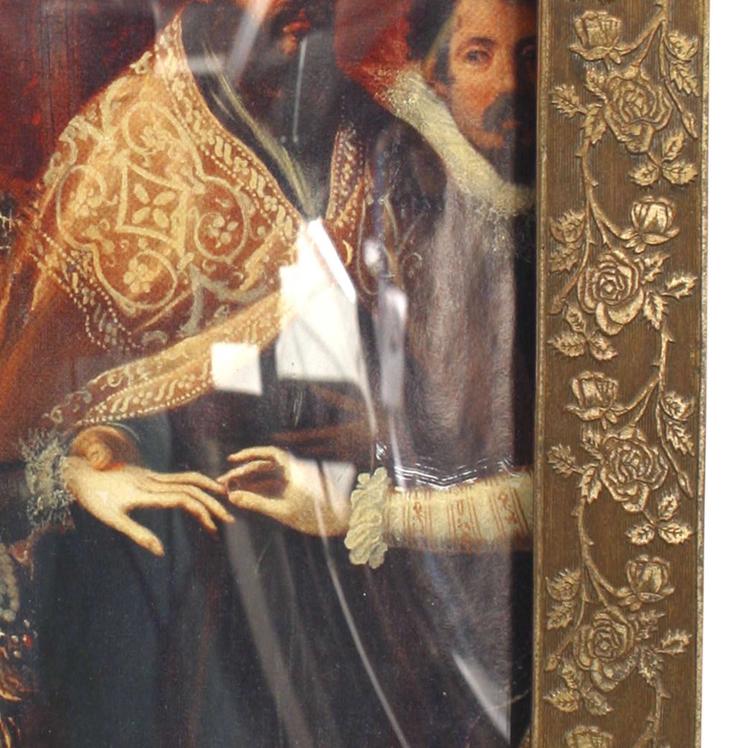 Embossed English Victorian Brass Picture Frame For Sale