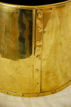 English Victorian Brass Riveted Coal Bucket with Brass Swing Handle