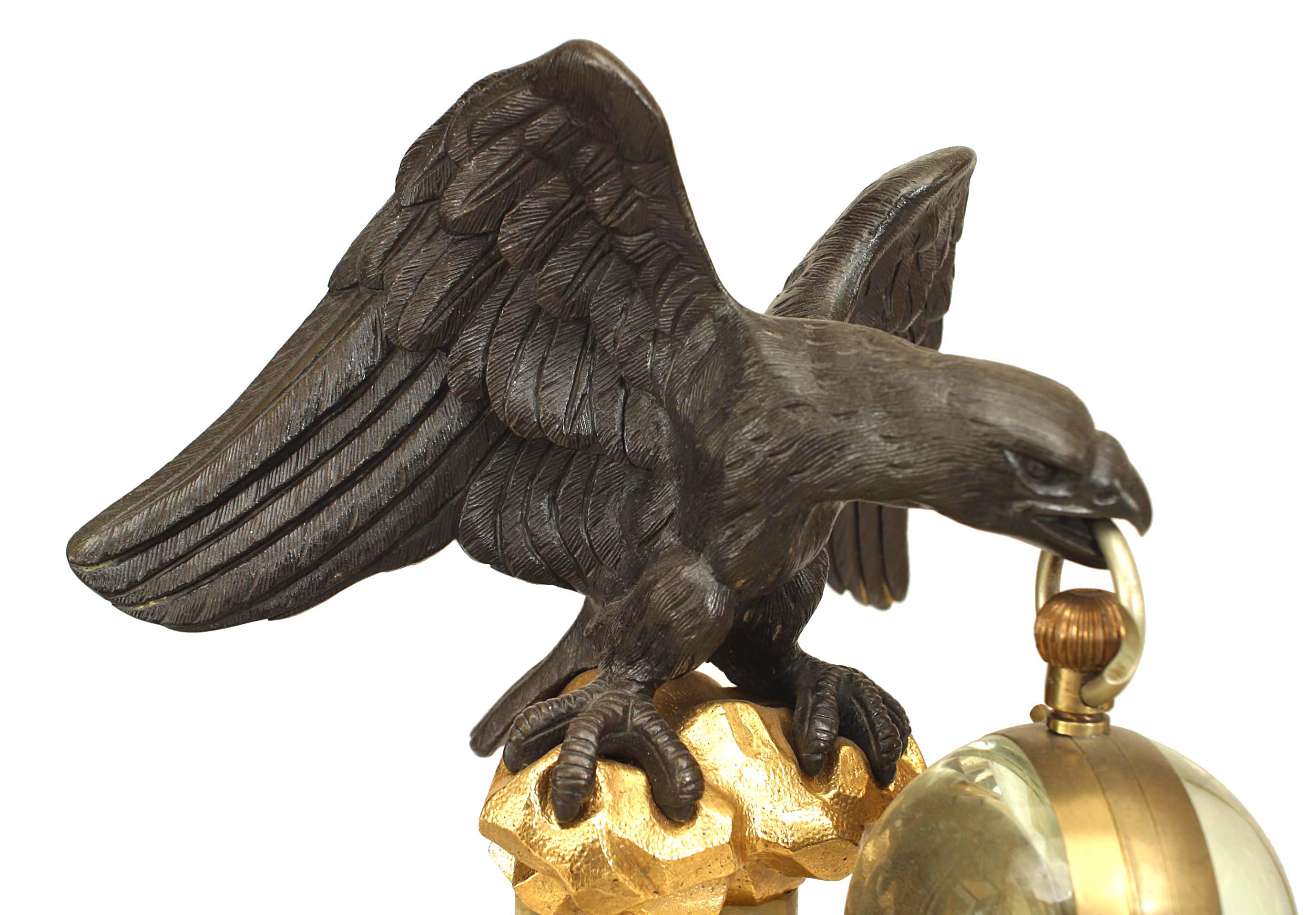 19th Century English Victorian Bronze Eagle Desk Clock