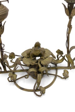 English Victorian Bronze Frog Table Lamp