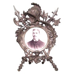English Victorian Bronze Military Picture Frame