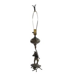 English Victorian Bronze Monkey Table Lamp