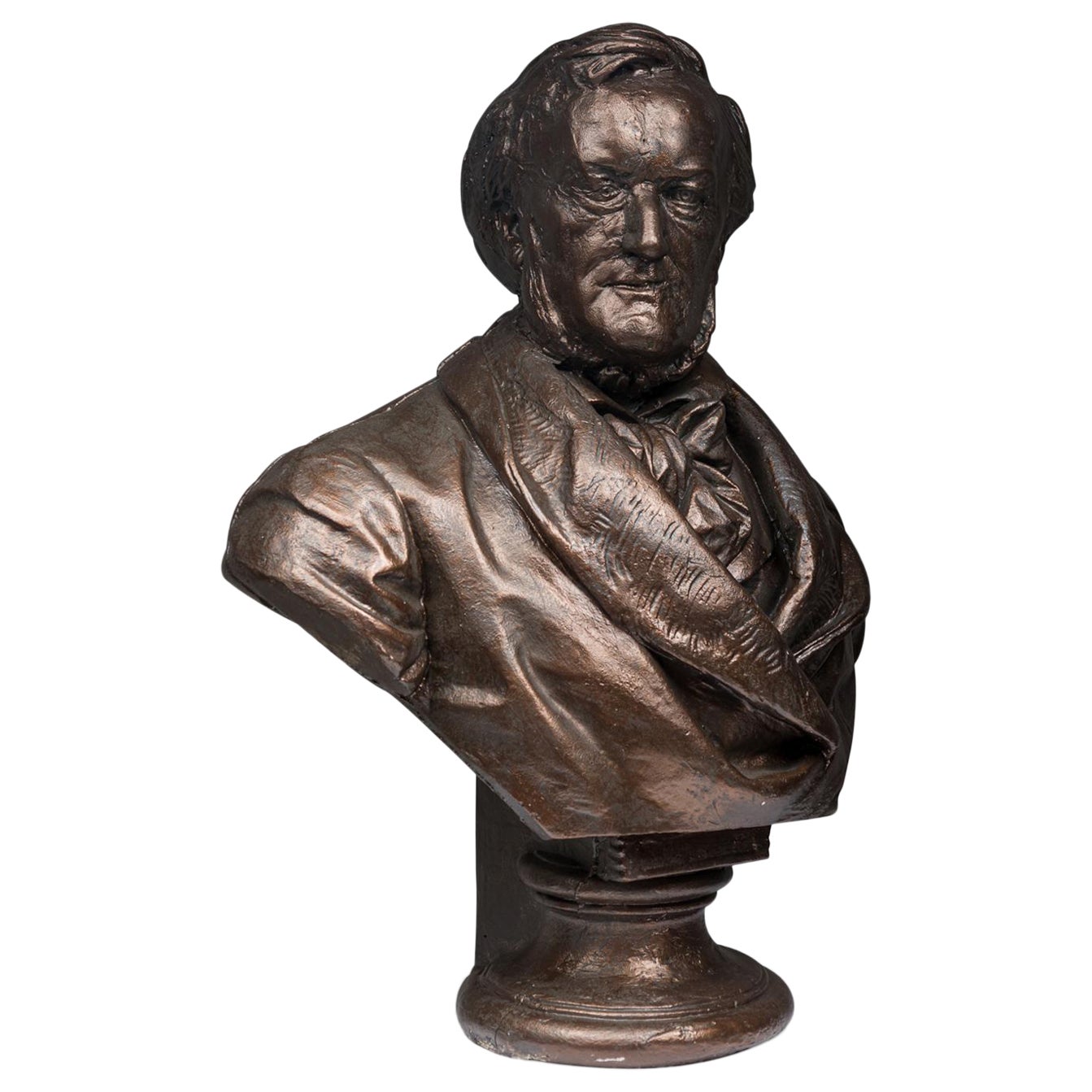 English Victorian Bronze Painted Plaster Male Bust For Sale