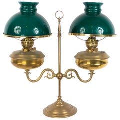 Lampe d'étudiante anglaise de style victorien en bronze