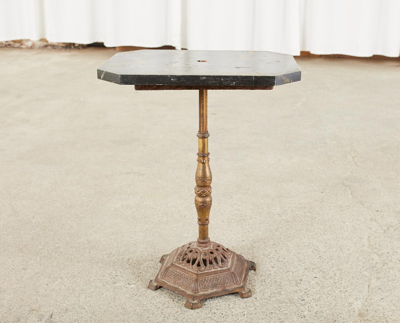 English Victorian Bronzed Marble Top Drinks Table 10