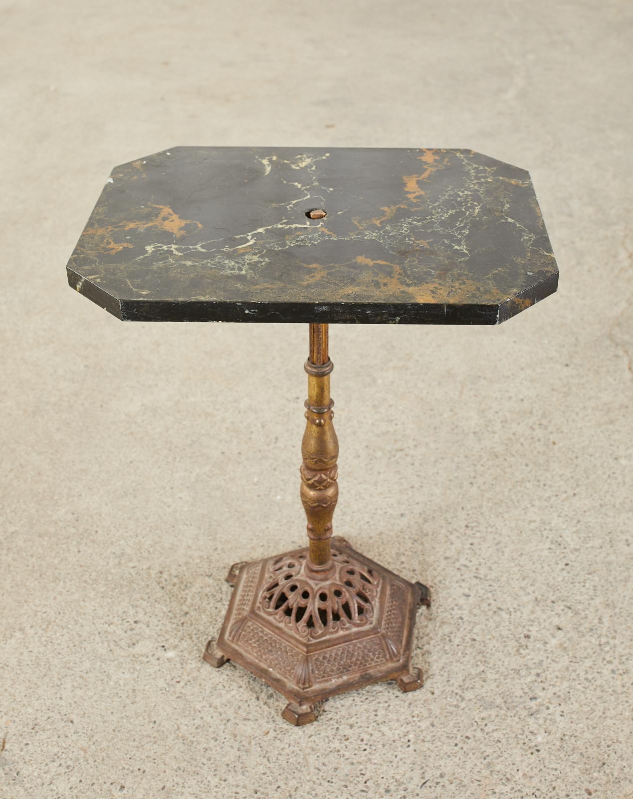 English Victorian Bronzed Marble Top Drinks Table 12
