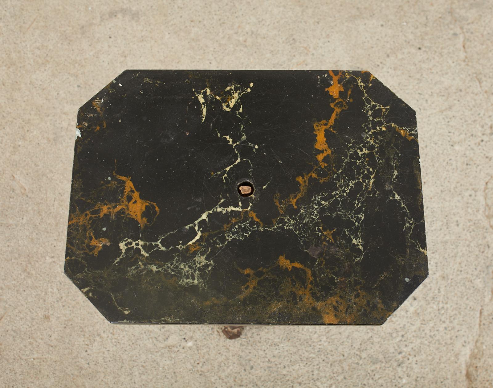 English Victorian Bronzed Marble Top Drinks Table In Distressed Condition In Rio Vista, CA