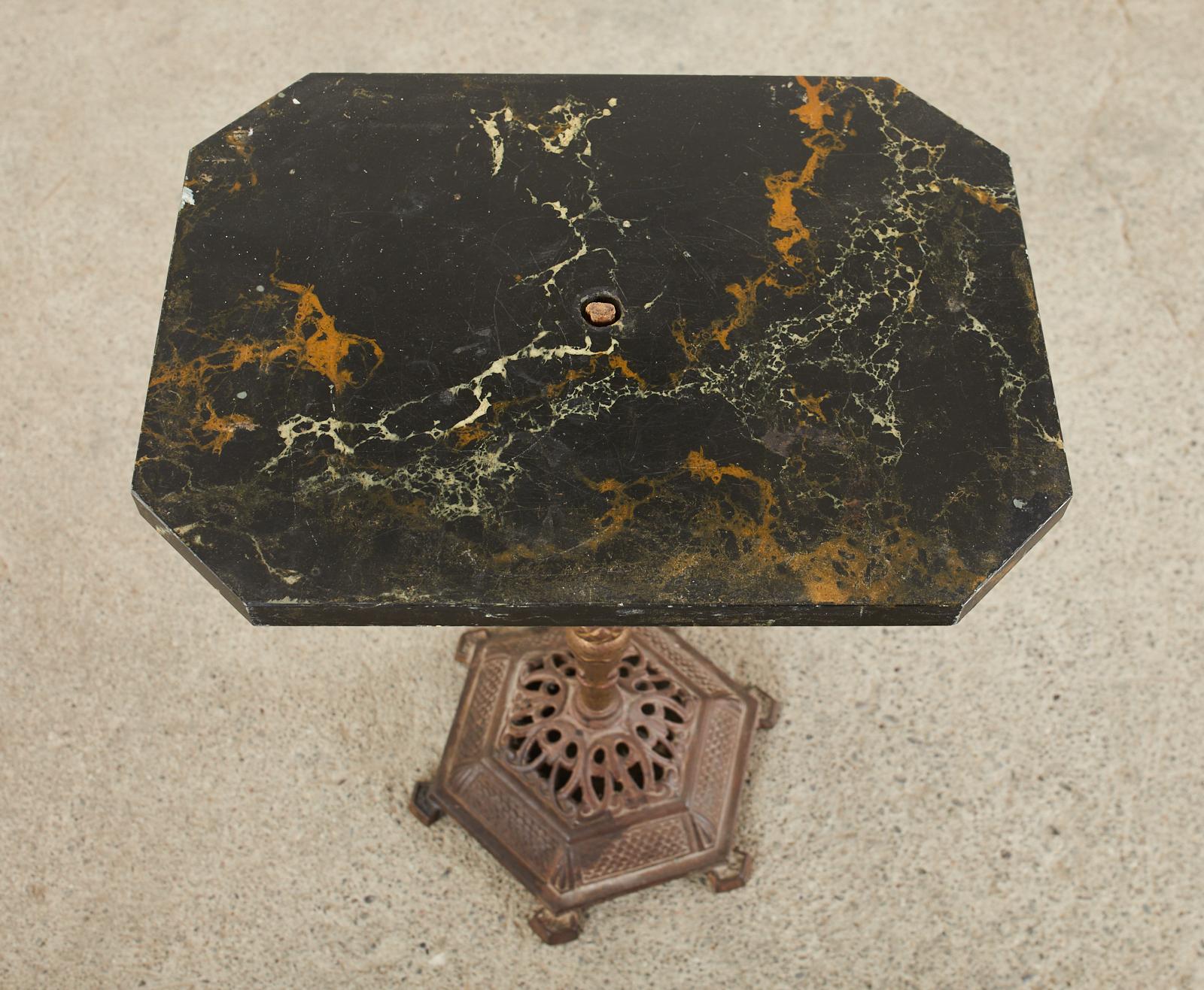 English Victorian Bronzed Marble Top Drinks Table 1