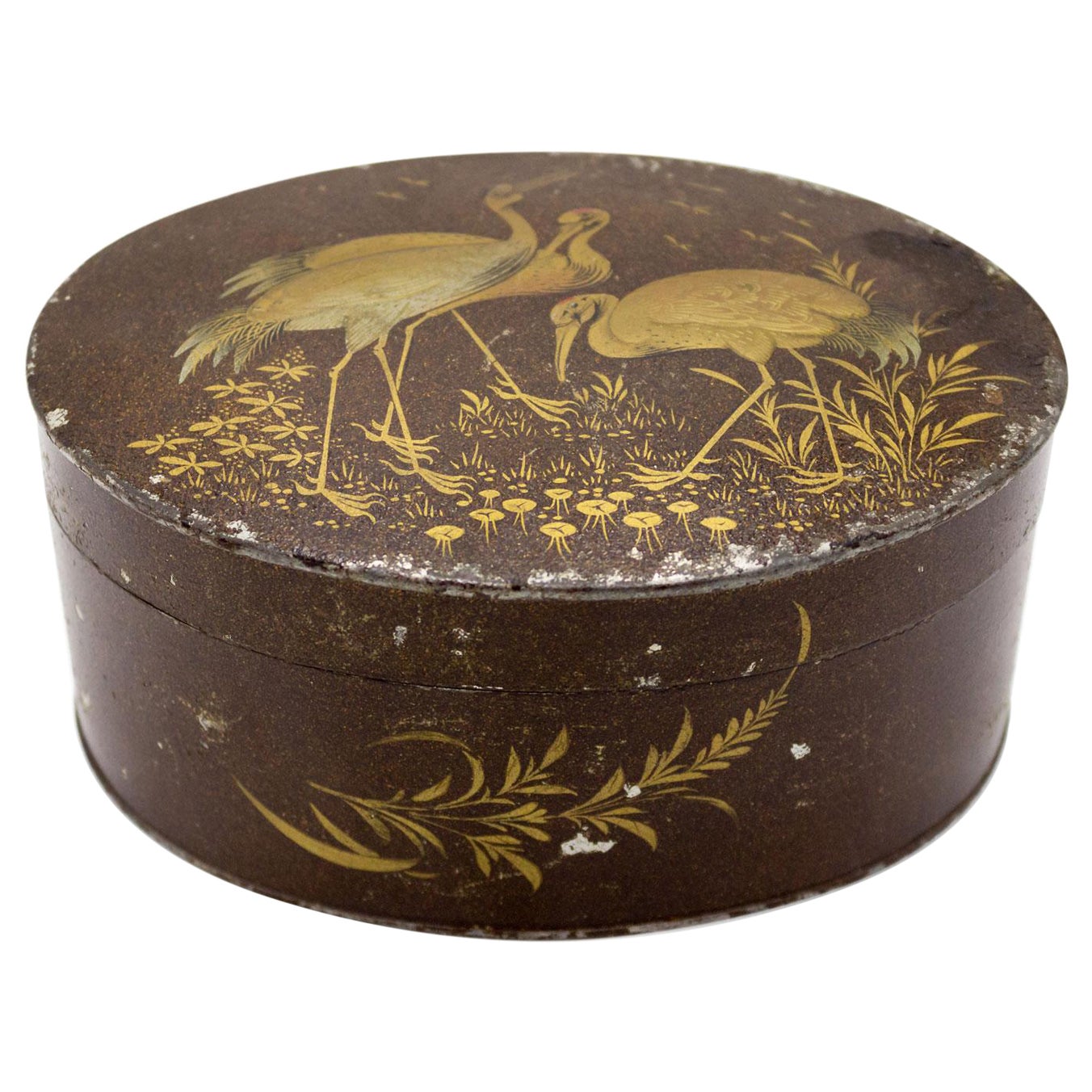 English Victorian Brown Lacquered Box For Sale