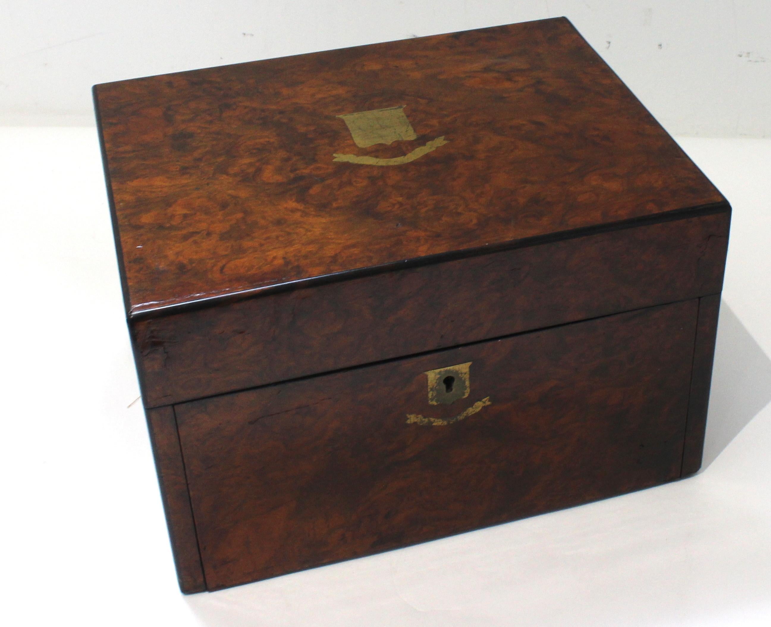 Hand-Crafted 19th Century English  Burlwood Traveling Case