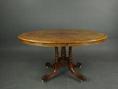 English Victorian Burr Walnut Centre Table /Dining Table