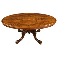 Antique English Victorian Burr Walnut Coffee Table