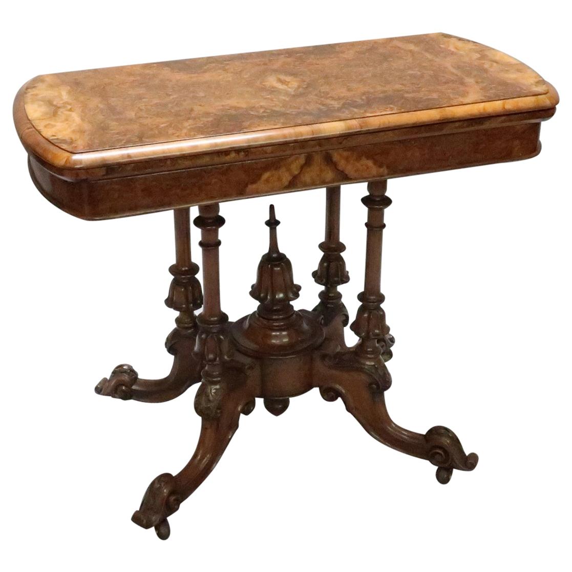 English Victorian Burr Walnut Occasional Side Table