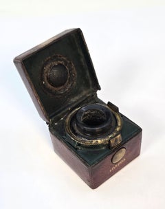 English Victorian campaign travellers inkwell made by Berry's Patent circa 1860