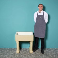 English Victorian Cane Glazed Belfast Sink on Legs