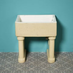 English Victorian Cane Glazed Belfast Sink on Legs