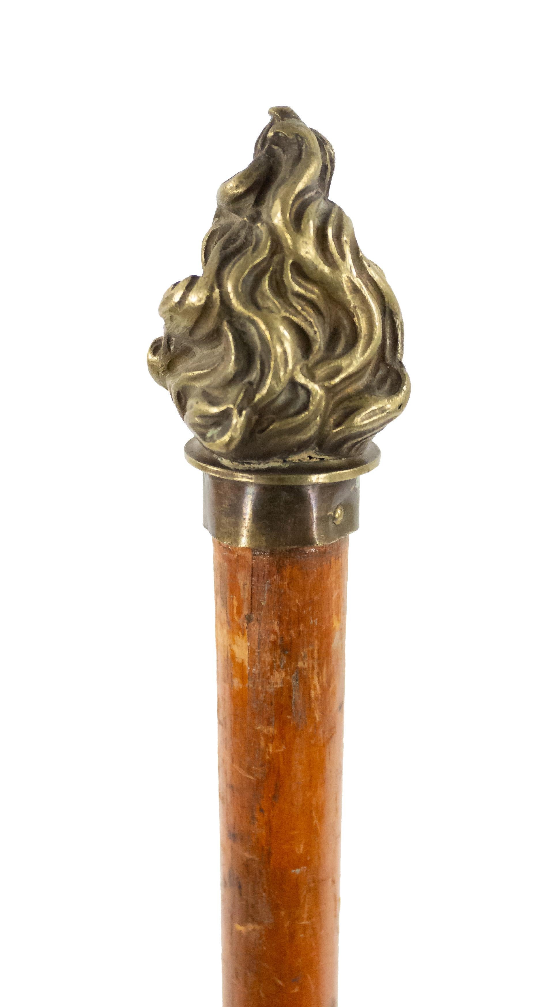 British English Victorian Cane with Brass Flame For Sale