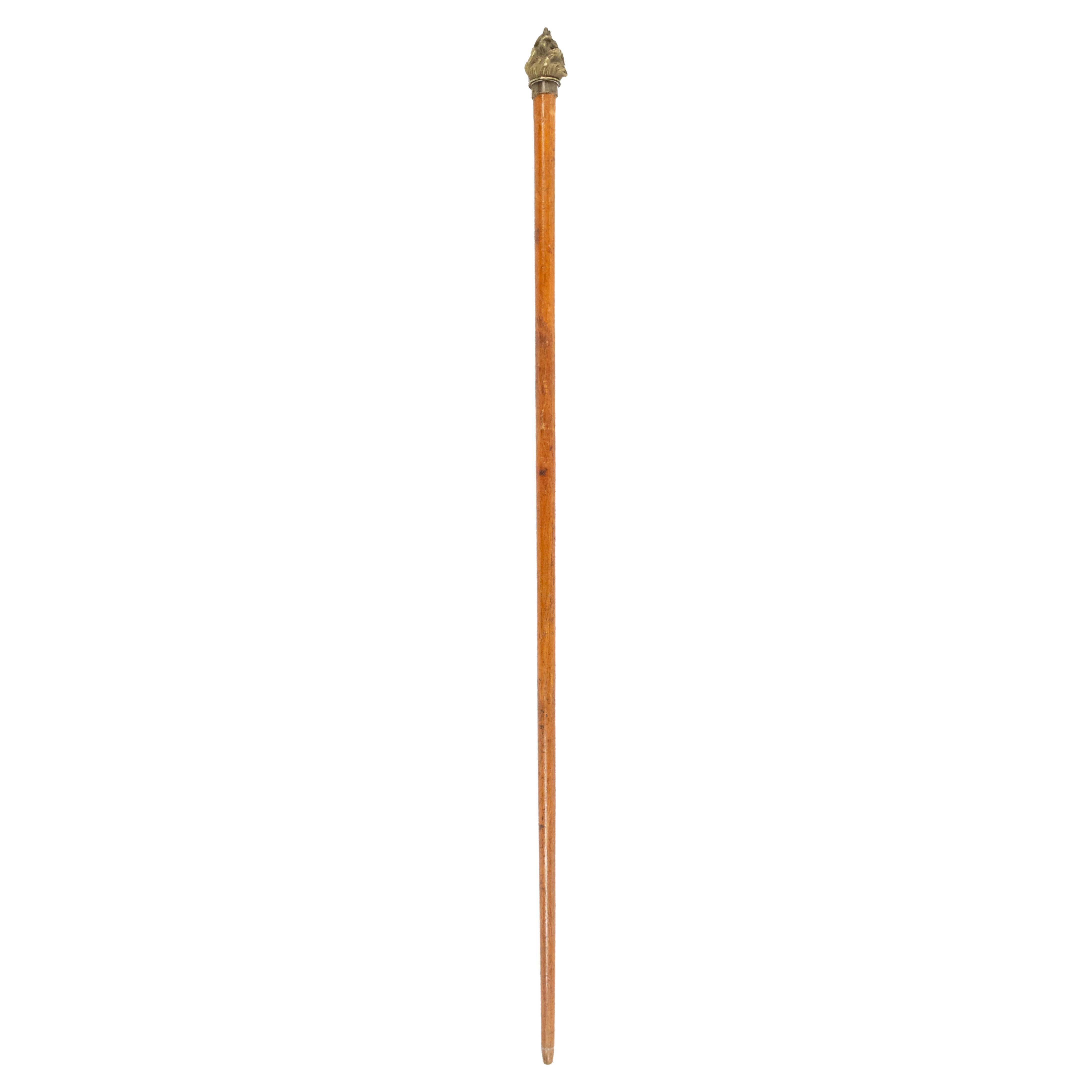 English Victorian Cane with Brass Flame For Sale