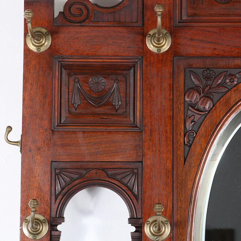 English Victorian carved mahogany hall stand 2