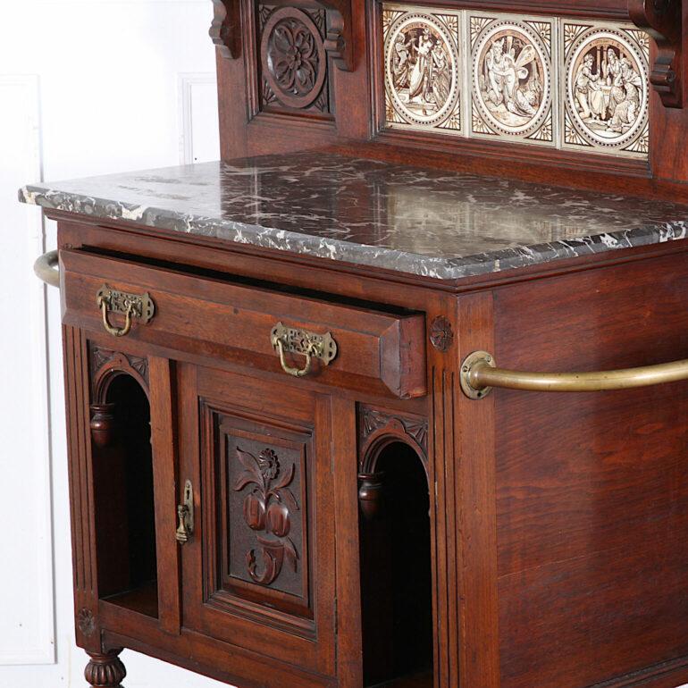 English Victorian carved mahogany hall stand 3