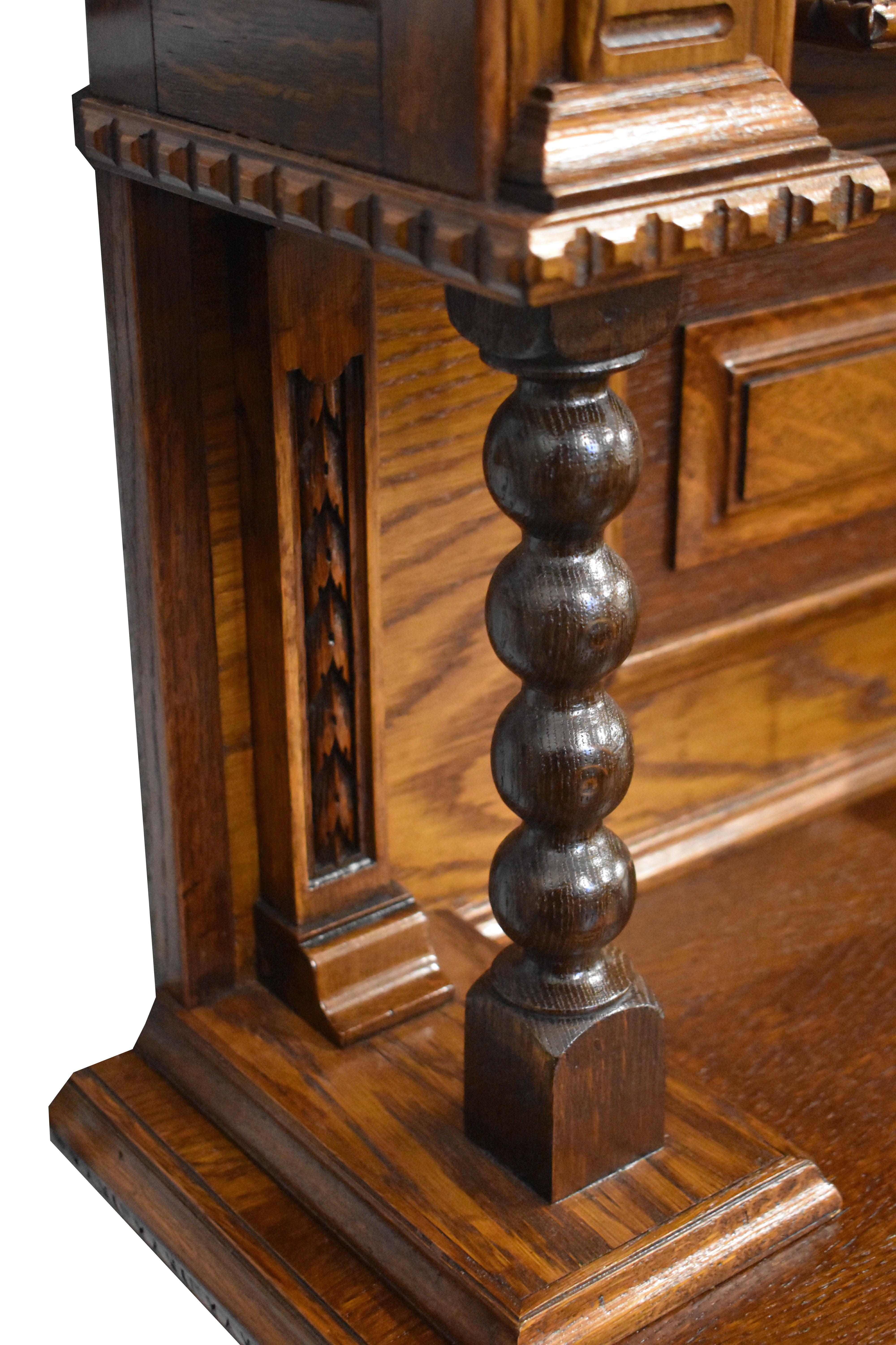 English Victorian Carved Oak Front and Back Bar 5