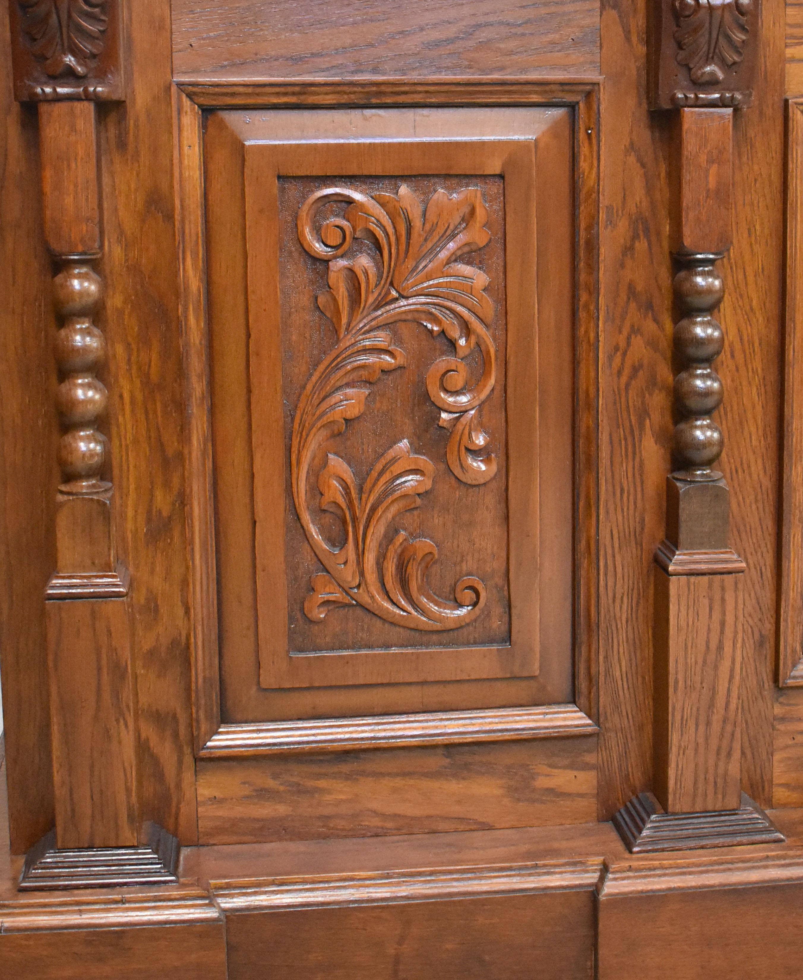 English Victorian Carved Oak Front and Back Bar 1