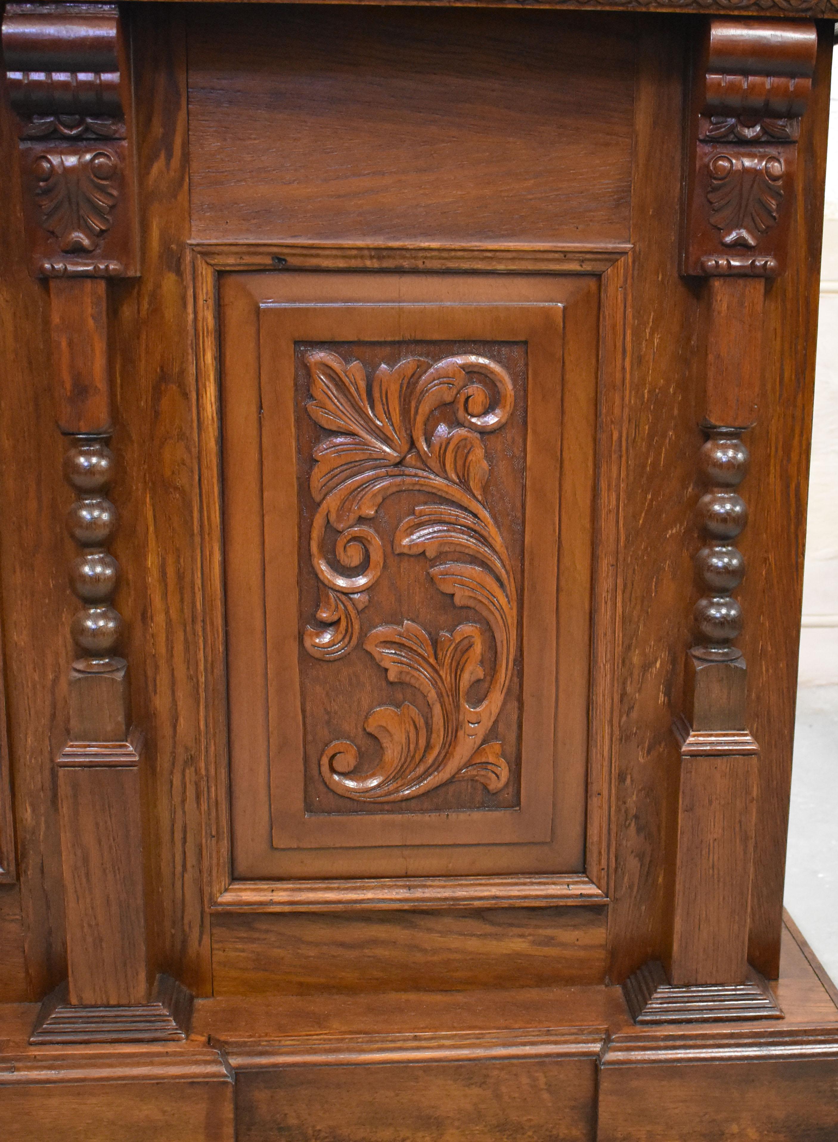 English Victorian Carved Oak Front and Back Bar 3