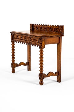 English Victorian Carved Oak Hall Table