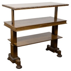 English Victorian Carved Oak Three-Tier Display Shelf, circa 1880