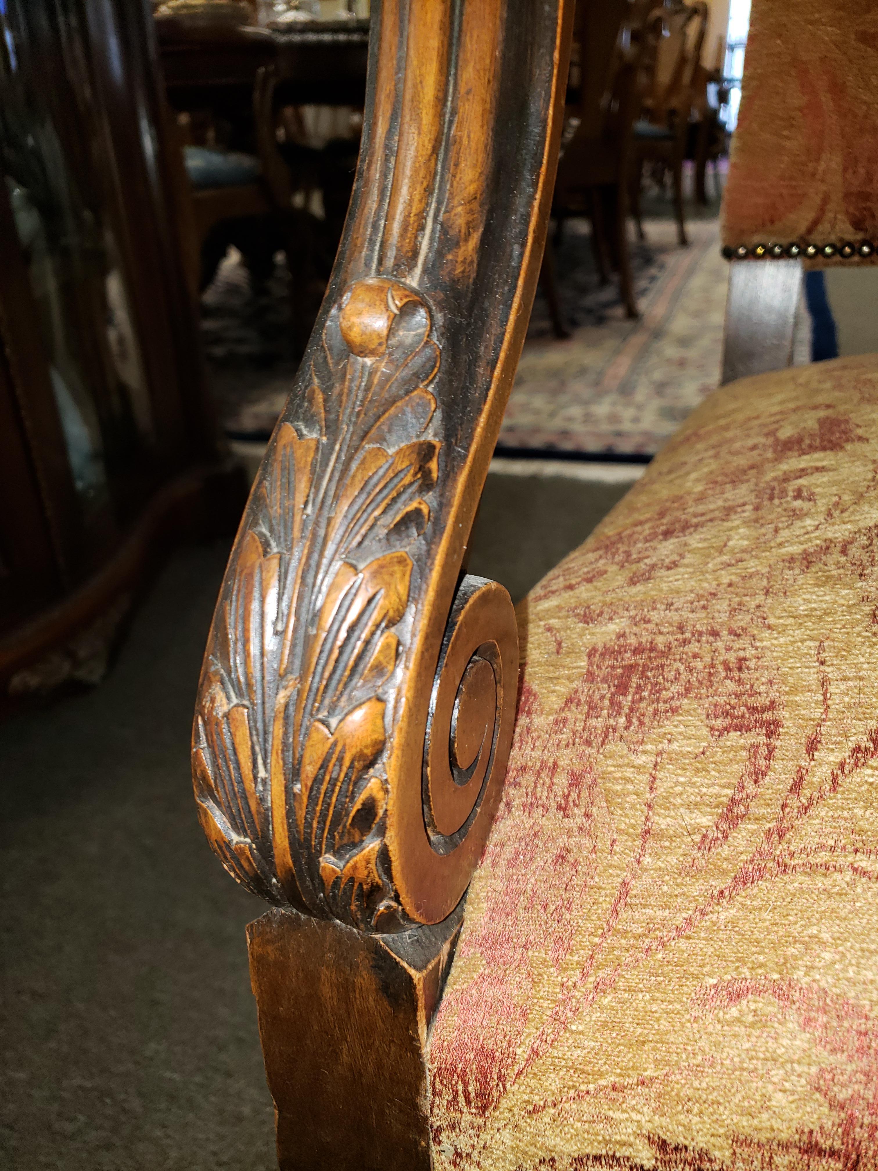 English Victorian Carved Walnut Armchair For Sale 4