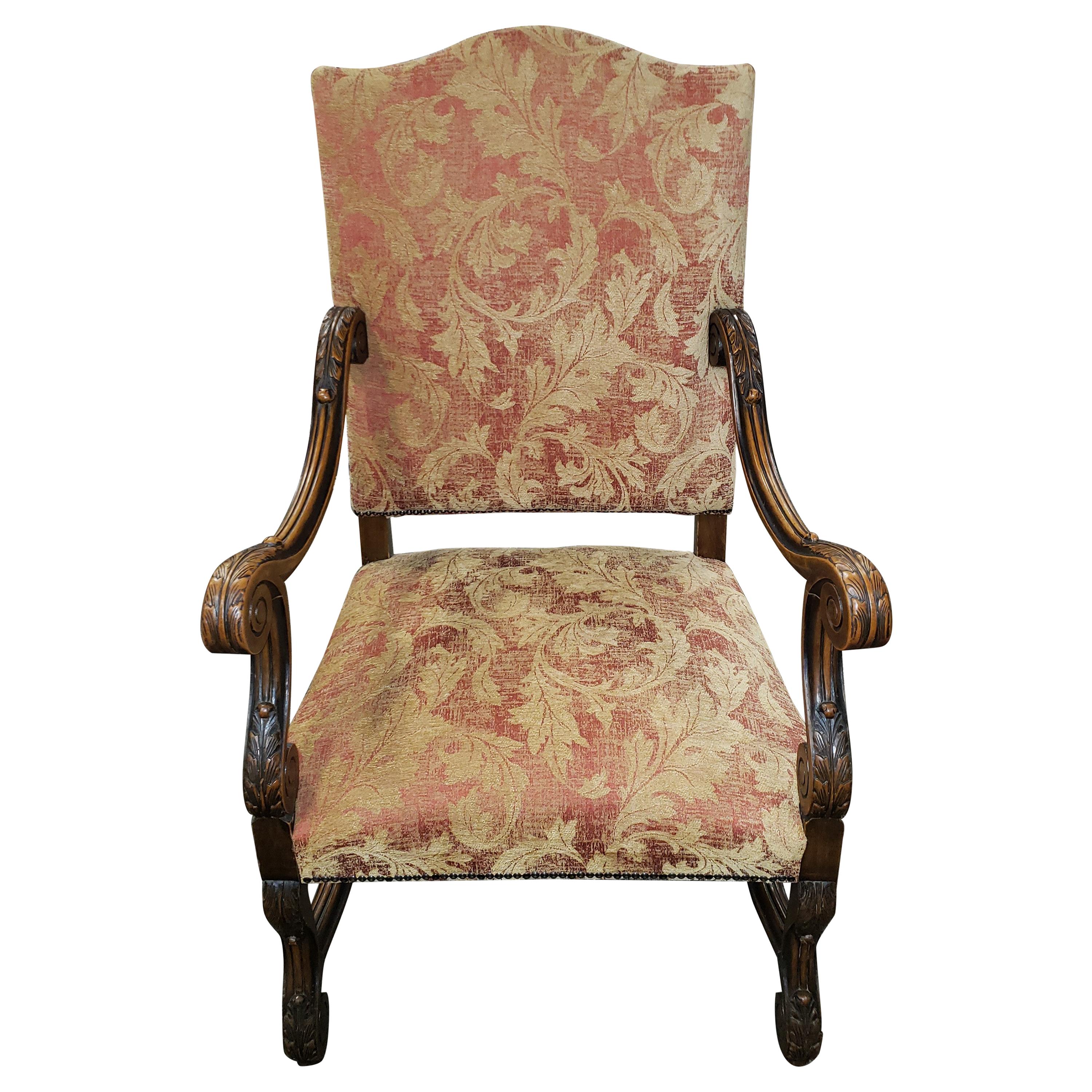 English Victorian Carved Walnut Armchair For Sale