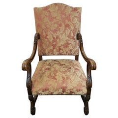 English Victorian Carved Walnut Armchair