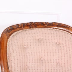 English Victorian Carved Walnut Chaise Lounge Recamier