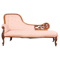Englisch Victorian geschnitzt Nussbaum Chaise Lounge Recamier