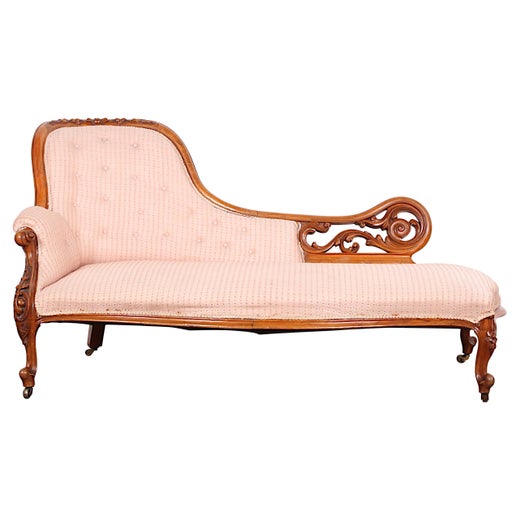 English Victorian Carved Walnut Chaise Lounge Recamier at 1stDibs |  victorian chaise lounge