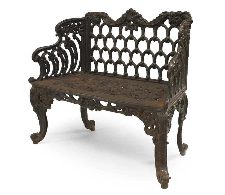 Loveseat Victoriano Inglés de Hierro Fundido Pintado a mano en venta