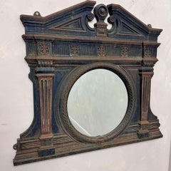 English Victorian Cast Iron Over Mantle Mirror