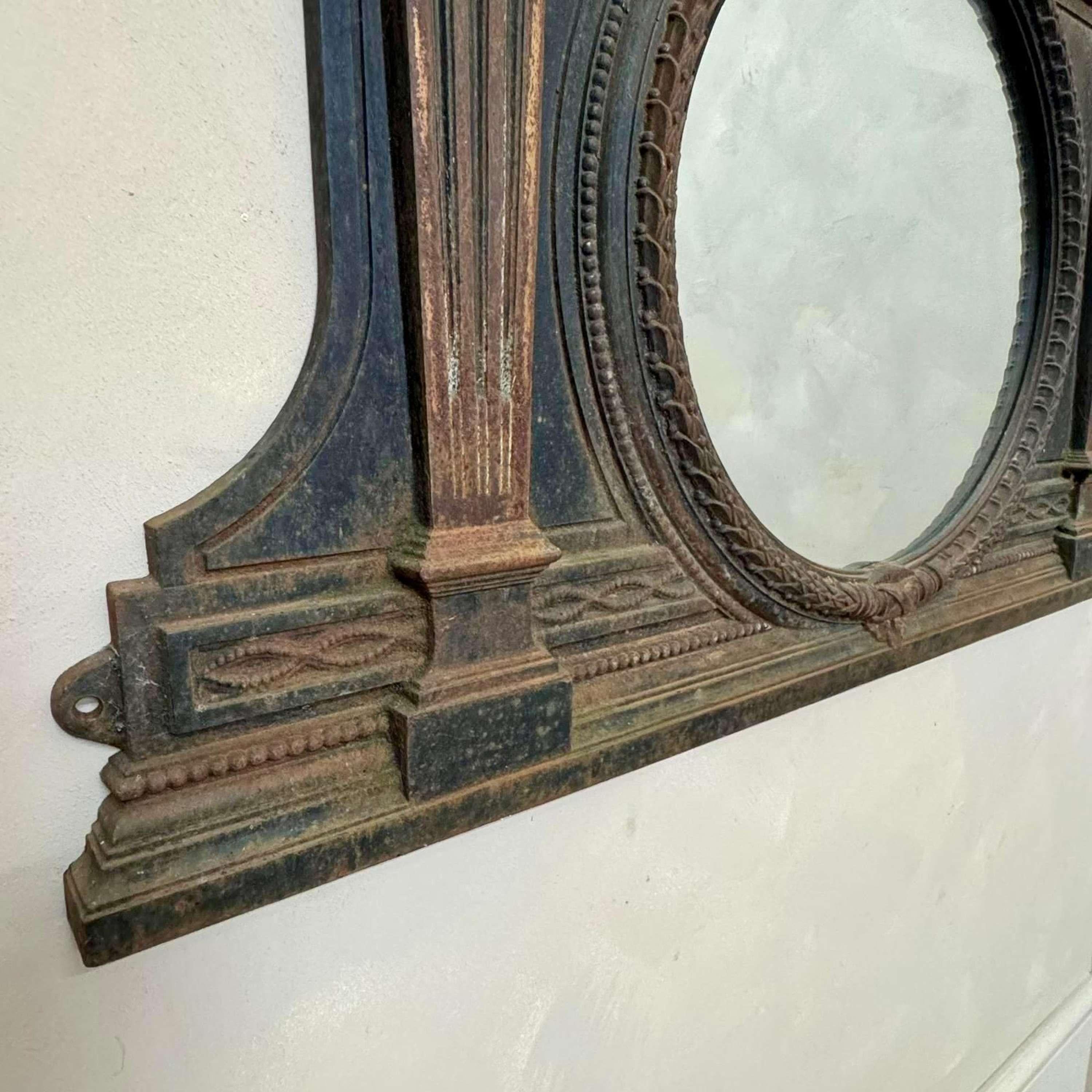 English Victorian Cast Iron Over Mantle Mirror For Sale 1