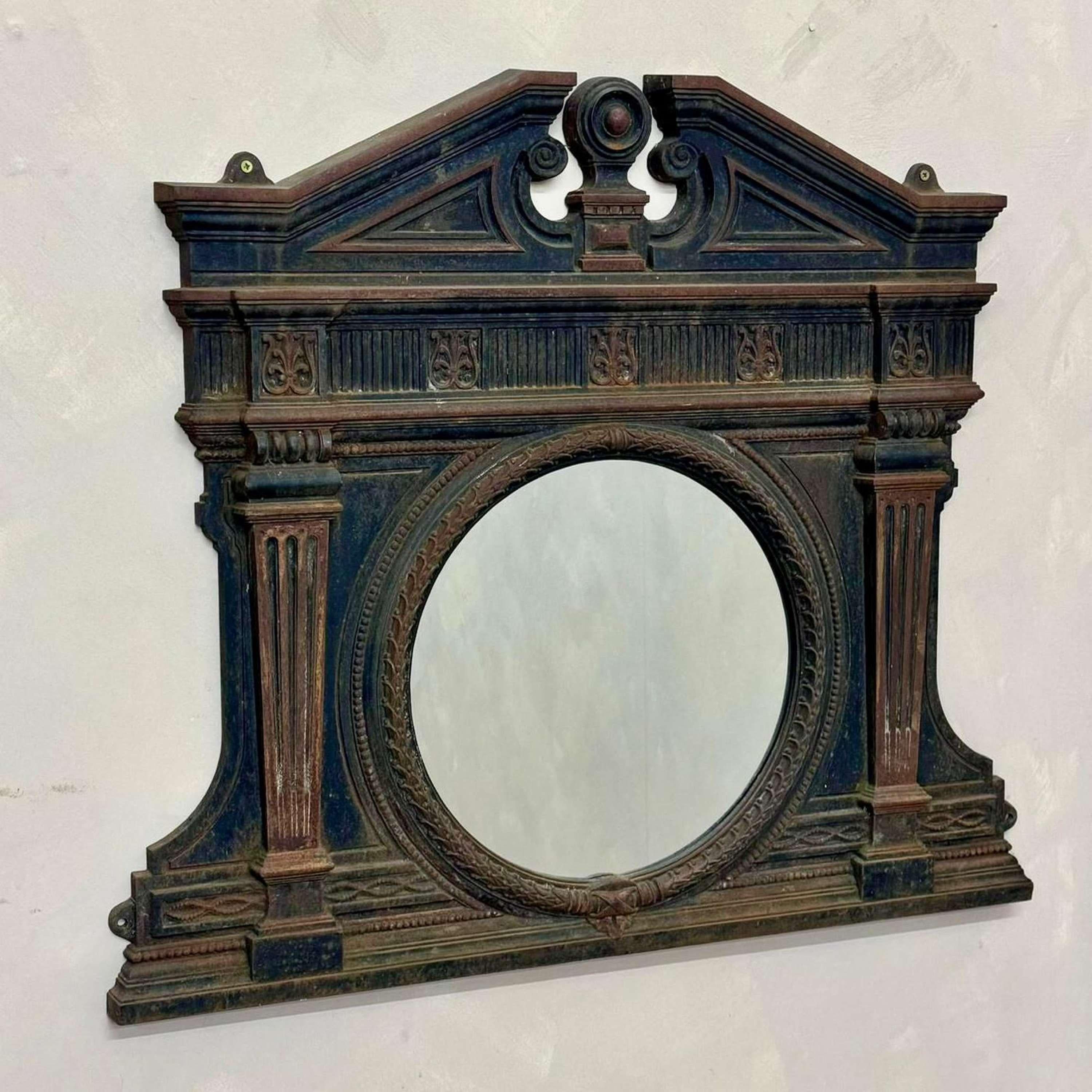English Victorian Cast Iron Over Mantle Mirror For Sale 2
