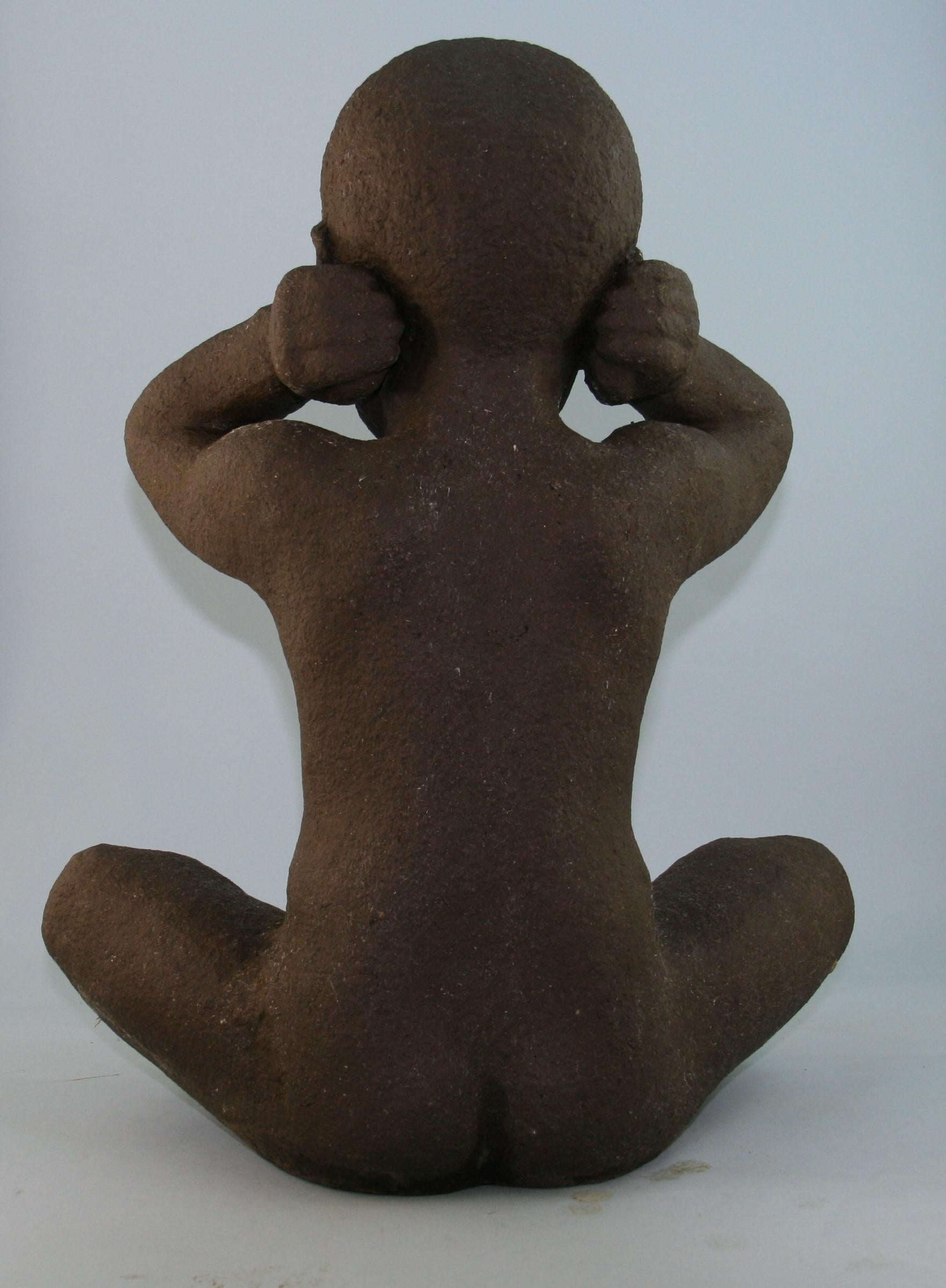 English Victorian Cast Iron Seated Nude Child Garden Sculpture 7